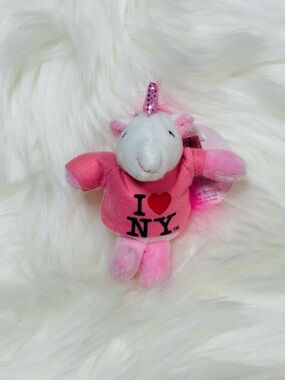 Pink Unicorn Plush with I ♥ NY Tee - Cute Kids Stuffed Animal key chain